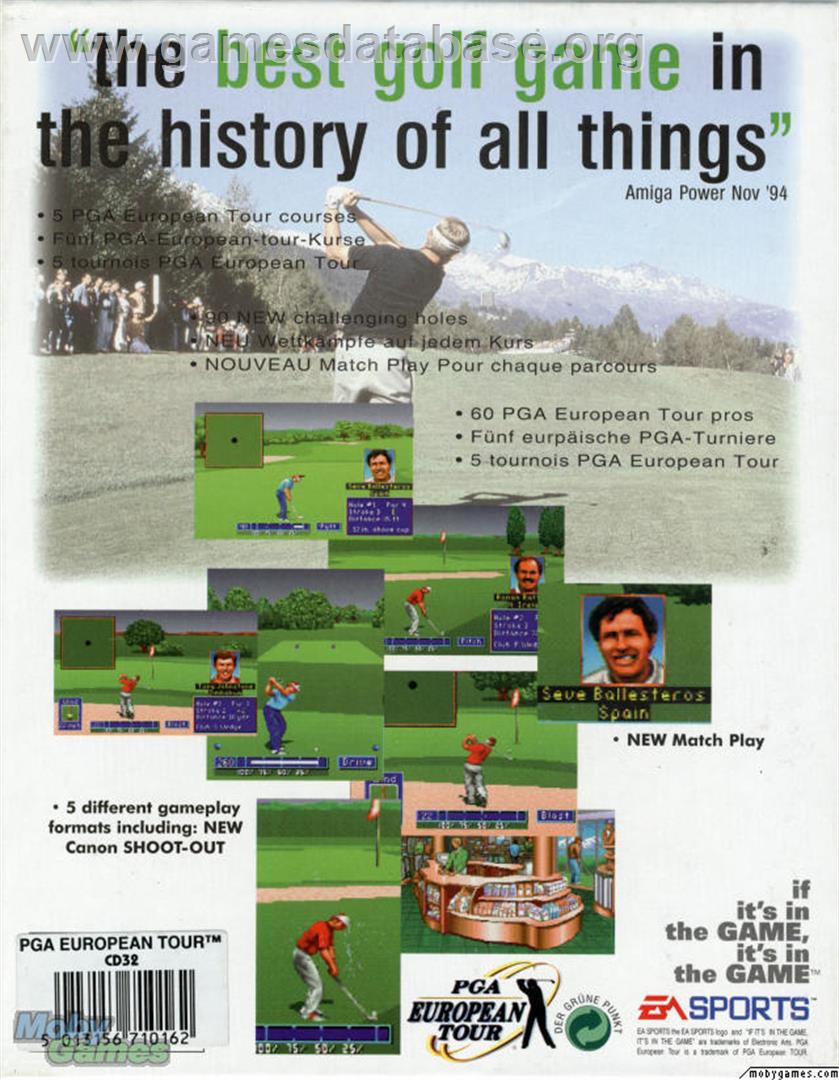 PGA European Tour - Microsoft DOS - Artwork - Box Back