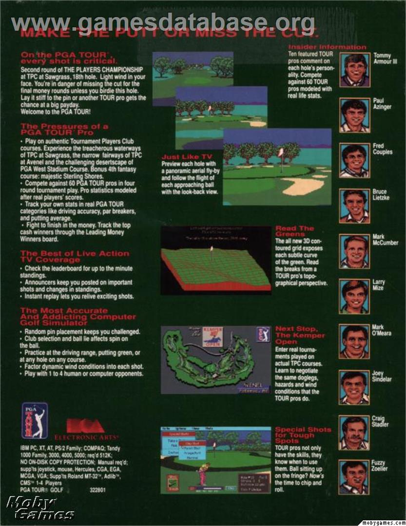PGA Tour Golf - Microsoft DOS - Artwork - Box Back