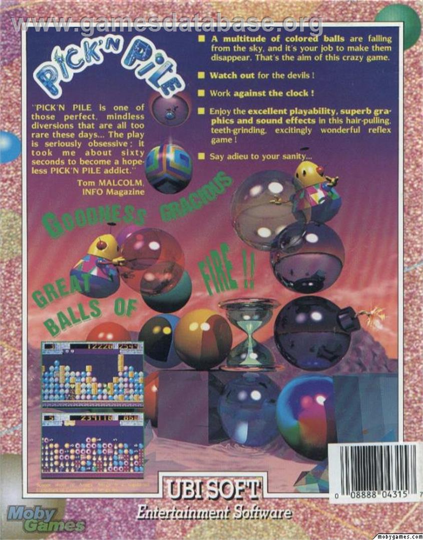 Pick 'n Pile - Microsoft DOS - Artwork - Box Back