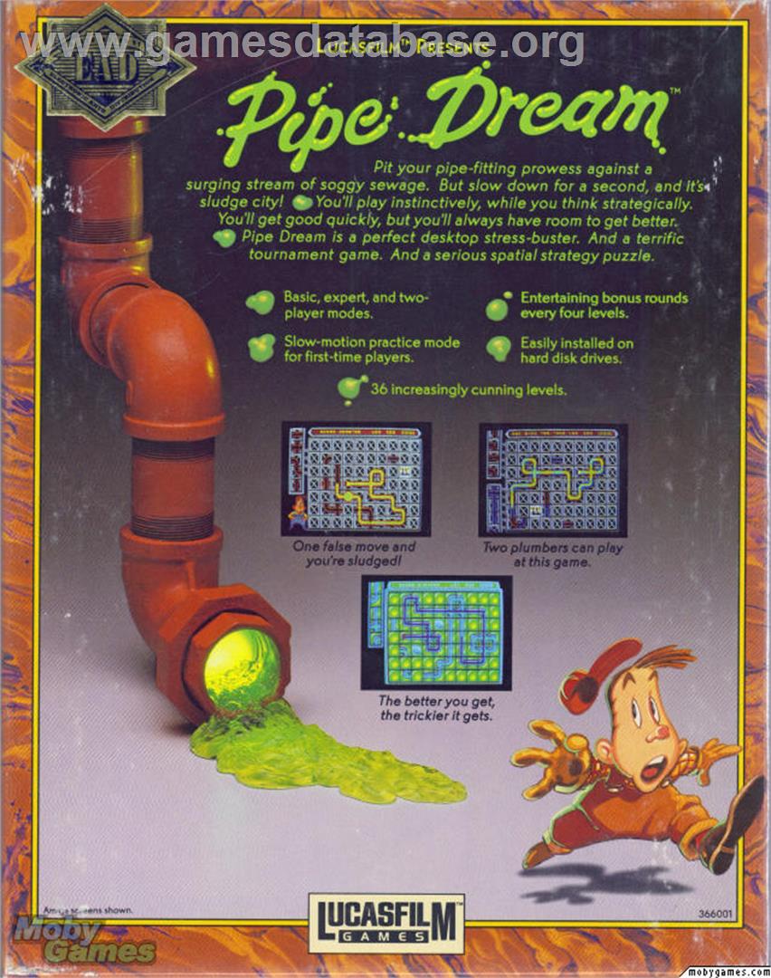 Pipe Dream - Microsoft DOS - Artwork - Box Back