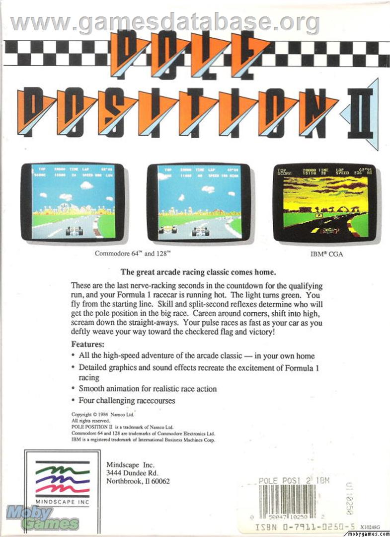 Pole Position II - Microsoft DOS - Artwork - Box Back