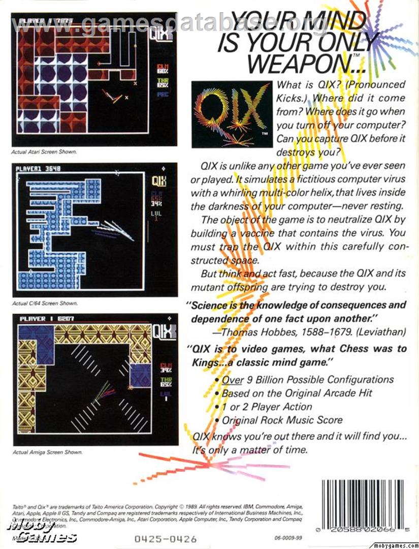 QIX - Microsoft DOS - Artwork - Box Back