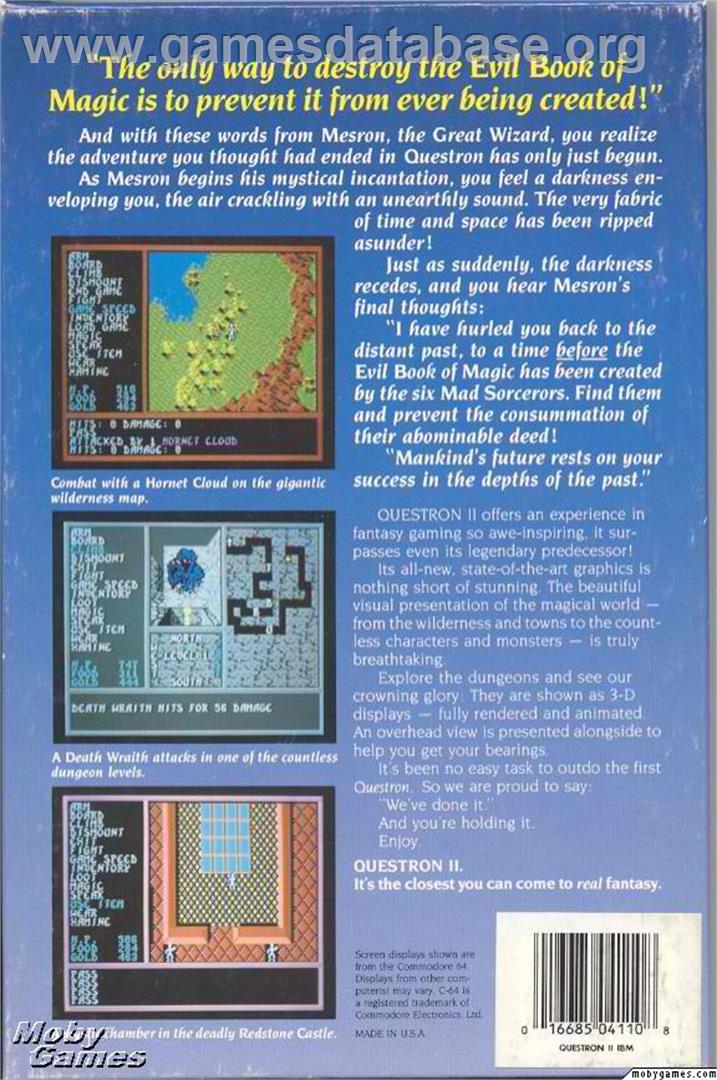 Questron II - Microsoft DOS - Artwork - Box Back