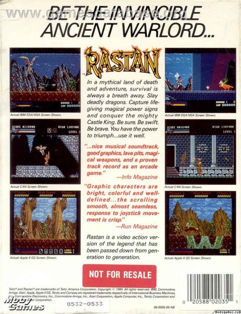 Rastan - Microsoft DOS - Artwork - Box Back
