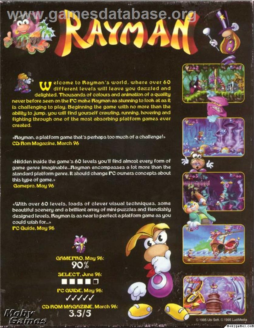 Rayman - Microsoft DOS - Artwork - Box Back
