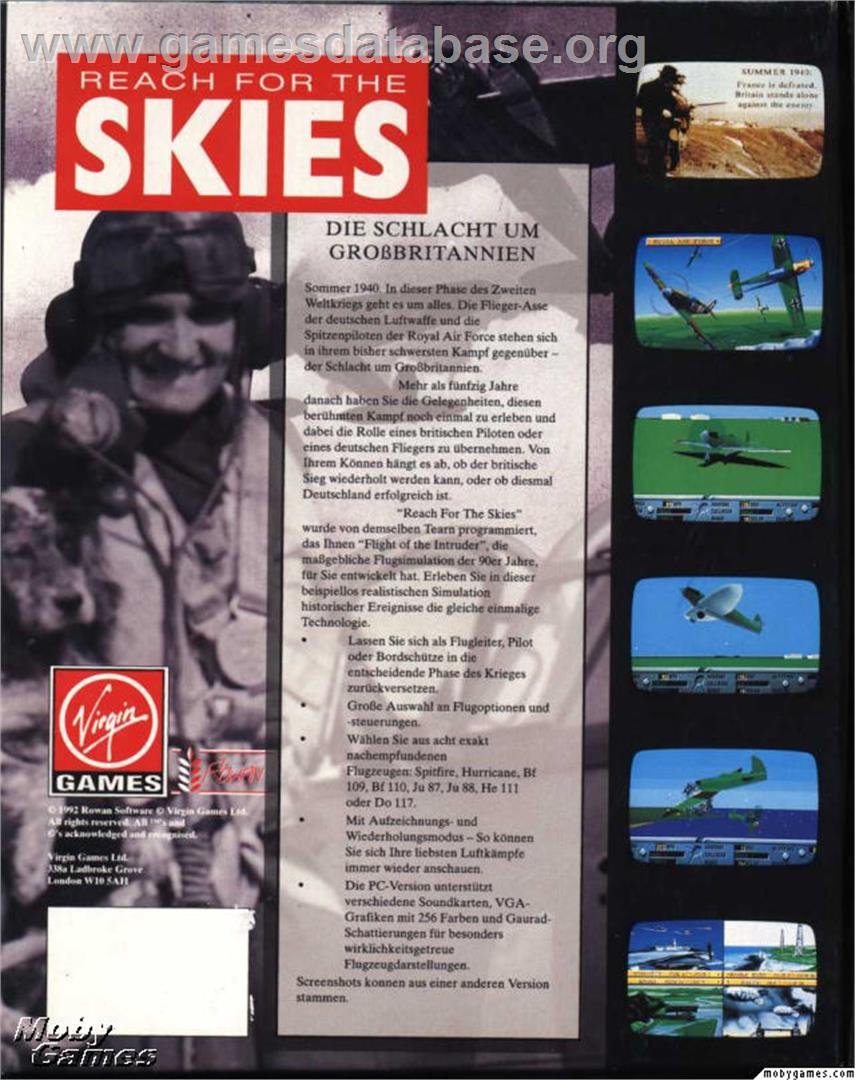 Reach for the Skies - Microsoft DOS - Artwork - Box Back