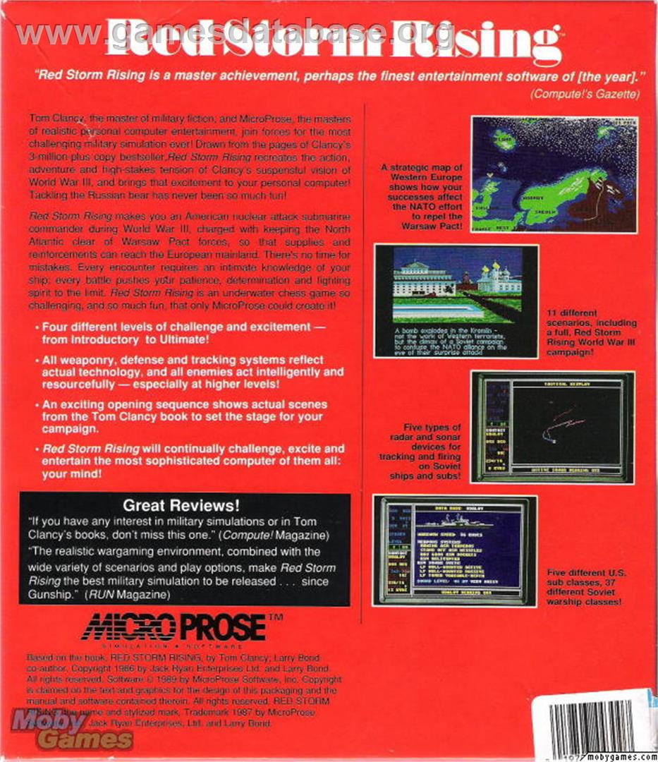 Red Storm Rising - Microsoft DOS - Artwork - Box Back