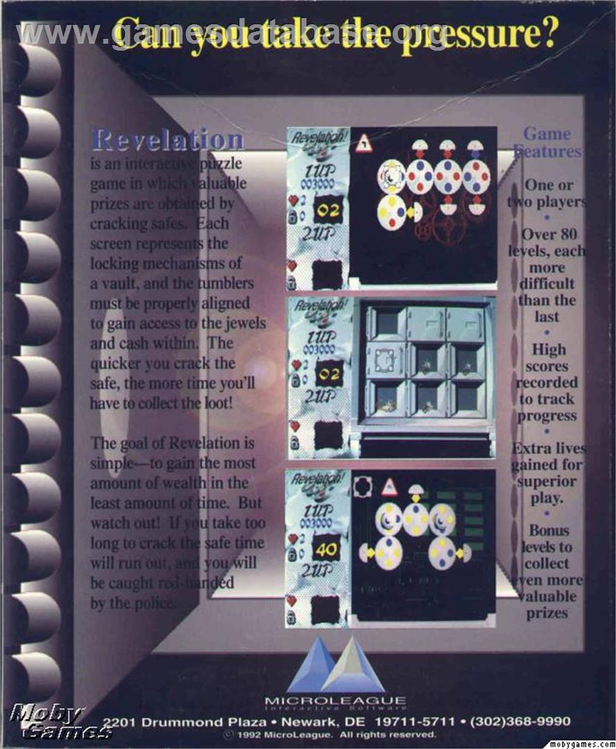 Revelation - Microsoft DOS - Artwork - Box Back