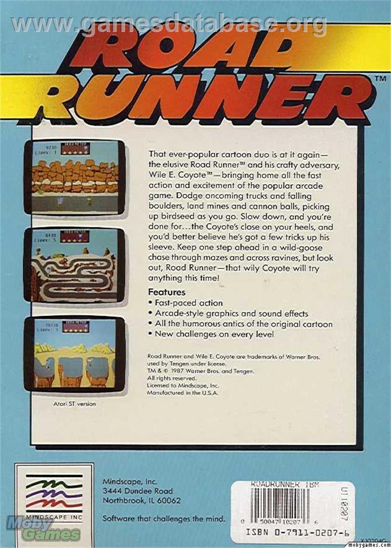 Road Runner - Microsoft DOS - Artwork - Box Back