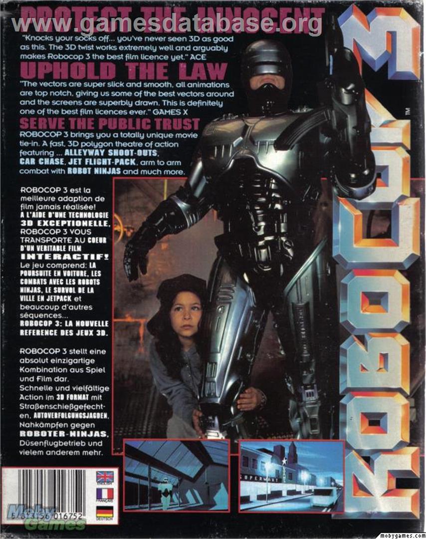 RoboCop 3 - Microsoft DOS - Artwork - Box Back