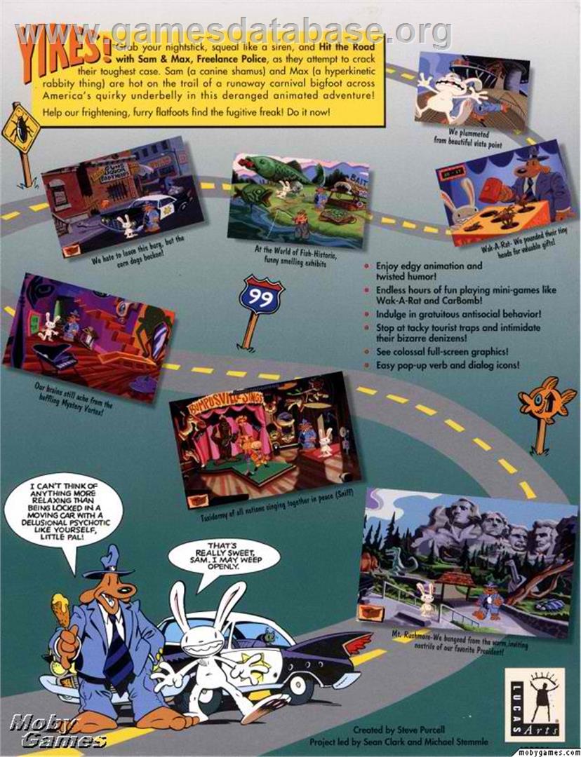 Sam & Max Hit the Road - Microsoft DOS - Artwork - Box Back