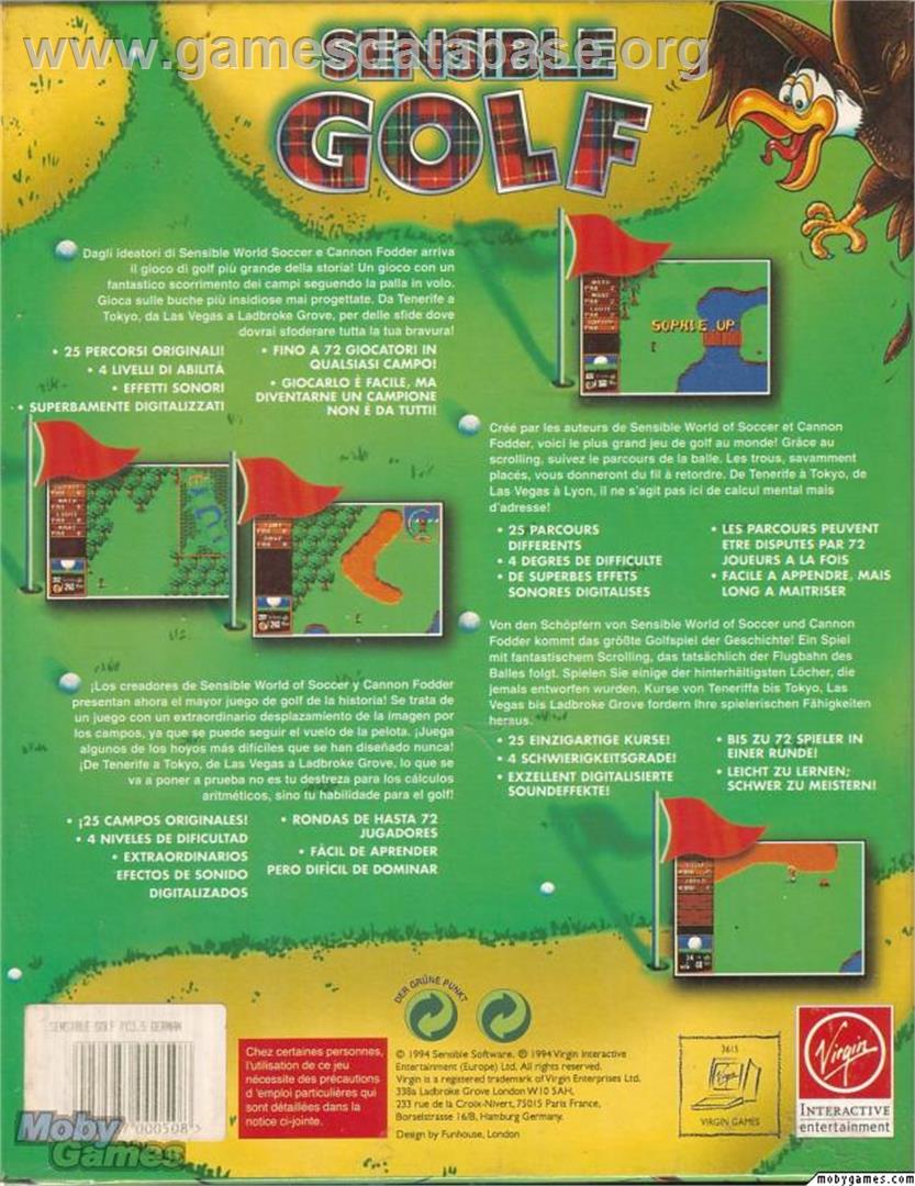 Sensible Golf - Microsoft DOS - Artwork - Box Back