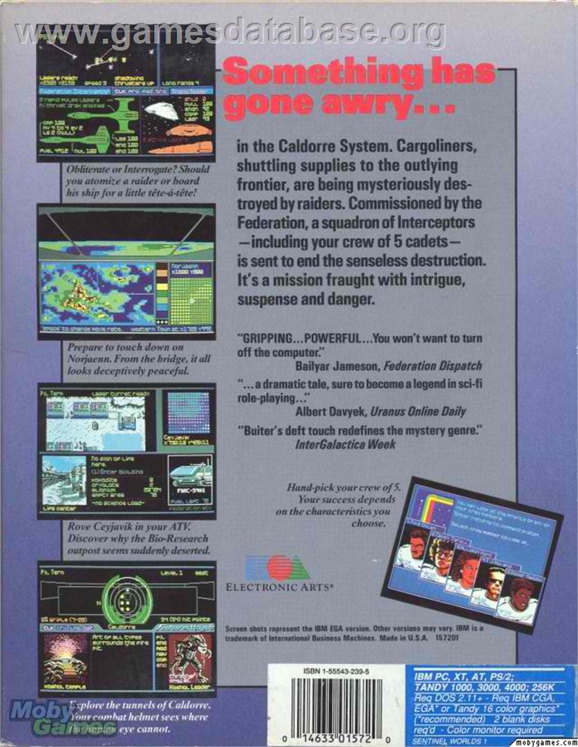 Sentinel Worlds 1 - Future Magic - Microsoft DOS - Artwork - Box Back