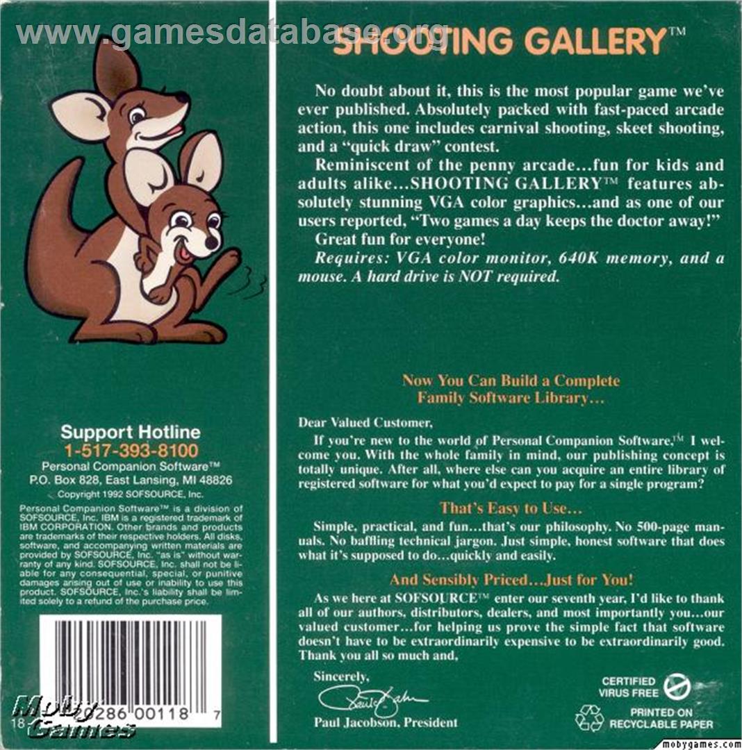 Shooting Gallery - Microsoft DOS - Artwork - Box Back