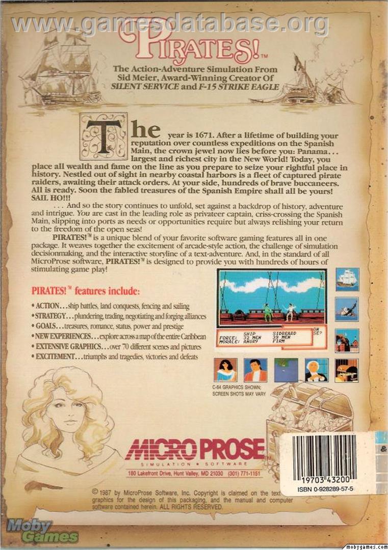 Sid Meier's Pirates! - Microsoft DOS - Artwork - Box Back