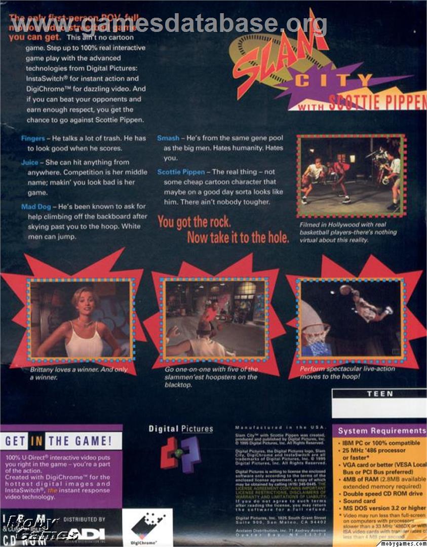 Slam City with Scottie Pippen - Microsoft DOS - Artwork - Box Back