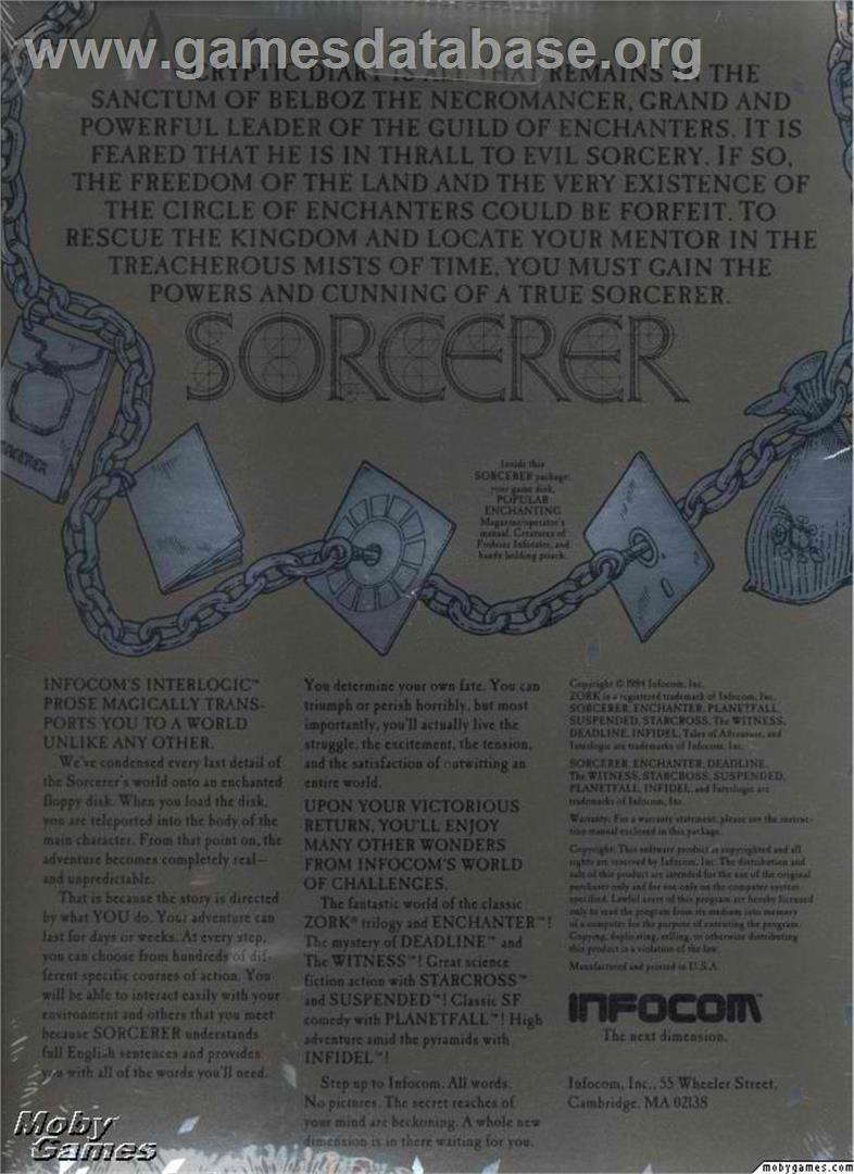 Sorcerer - Microsoft DOS - Artwork - Box Back