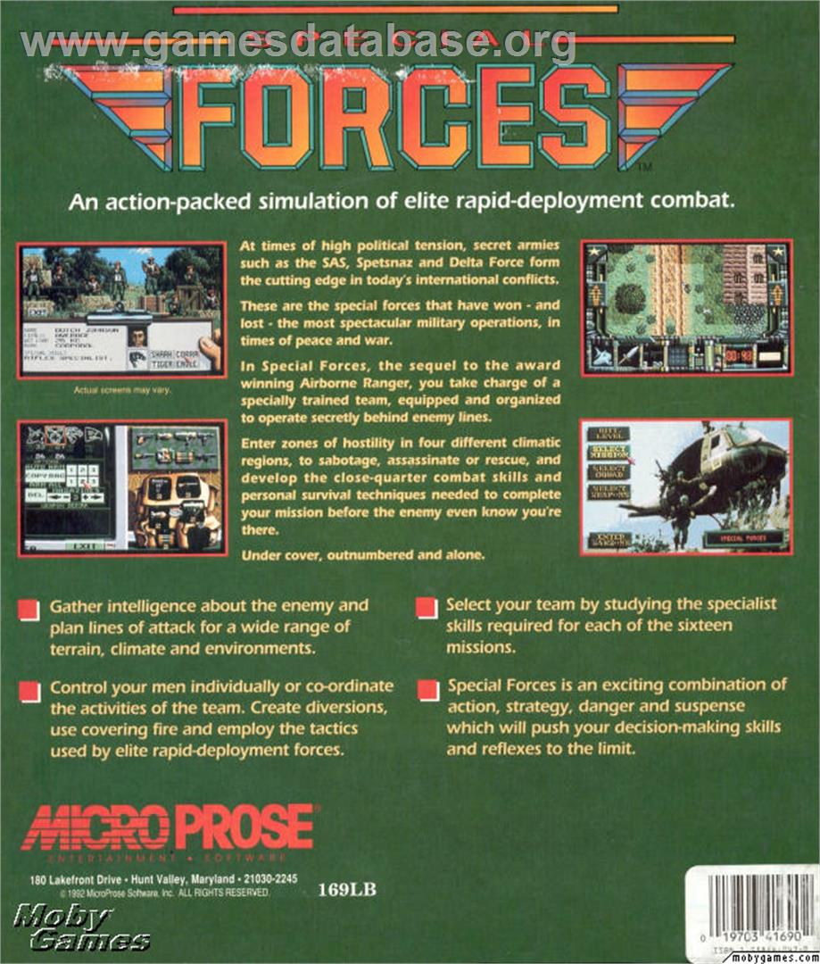 Special Forces - Microsoft DOS - Artwork - Box Back
