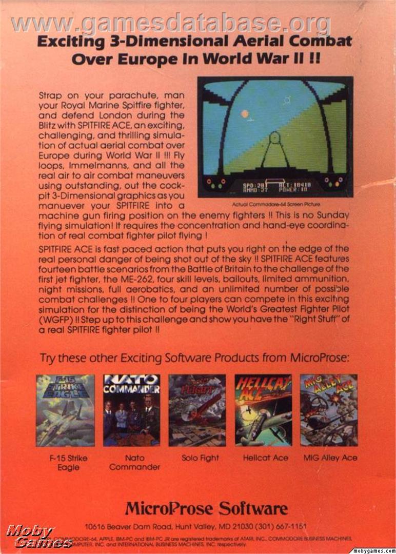 Spitfire Ace - Microsoft DOS - Artwork - Box Back