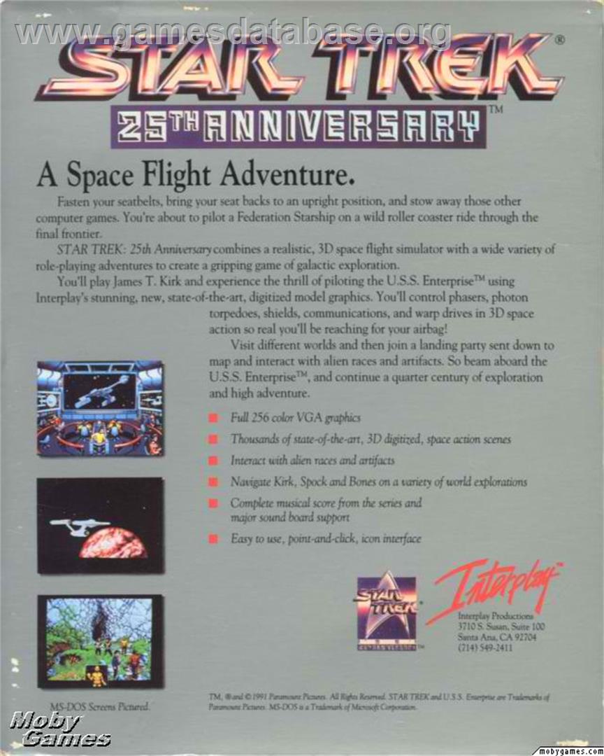 Star Trek - 25th Anniversary - Microsoft DOS - Artwork - Box Back