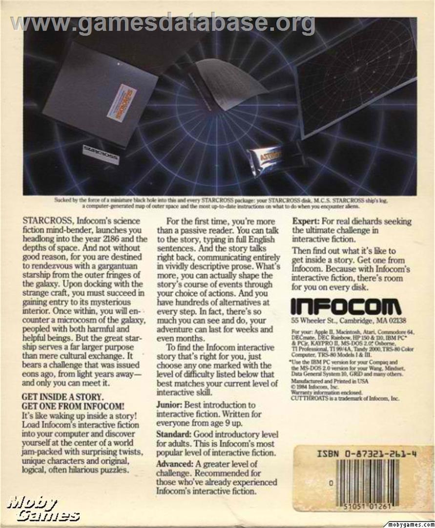 Starcross - Microsoft DOS - Artwork - Box Back