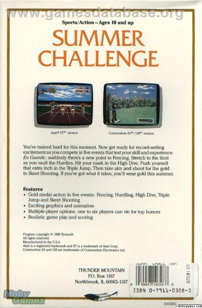 Summer Challenge - Microsoft DOS - Artwork - Box Back