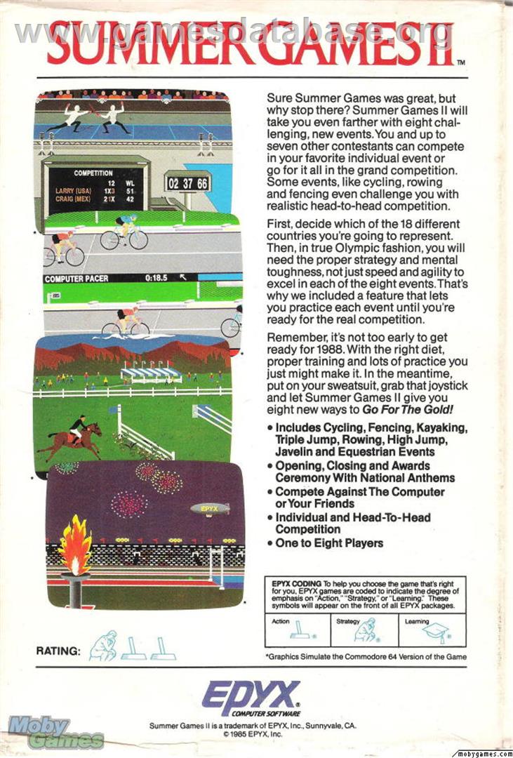 Summer Games II - Microsoft DOS - Artwork - Box Back