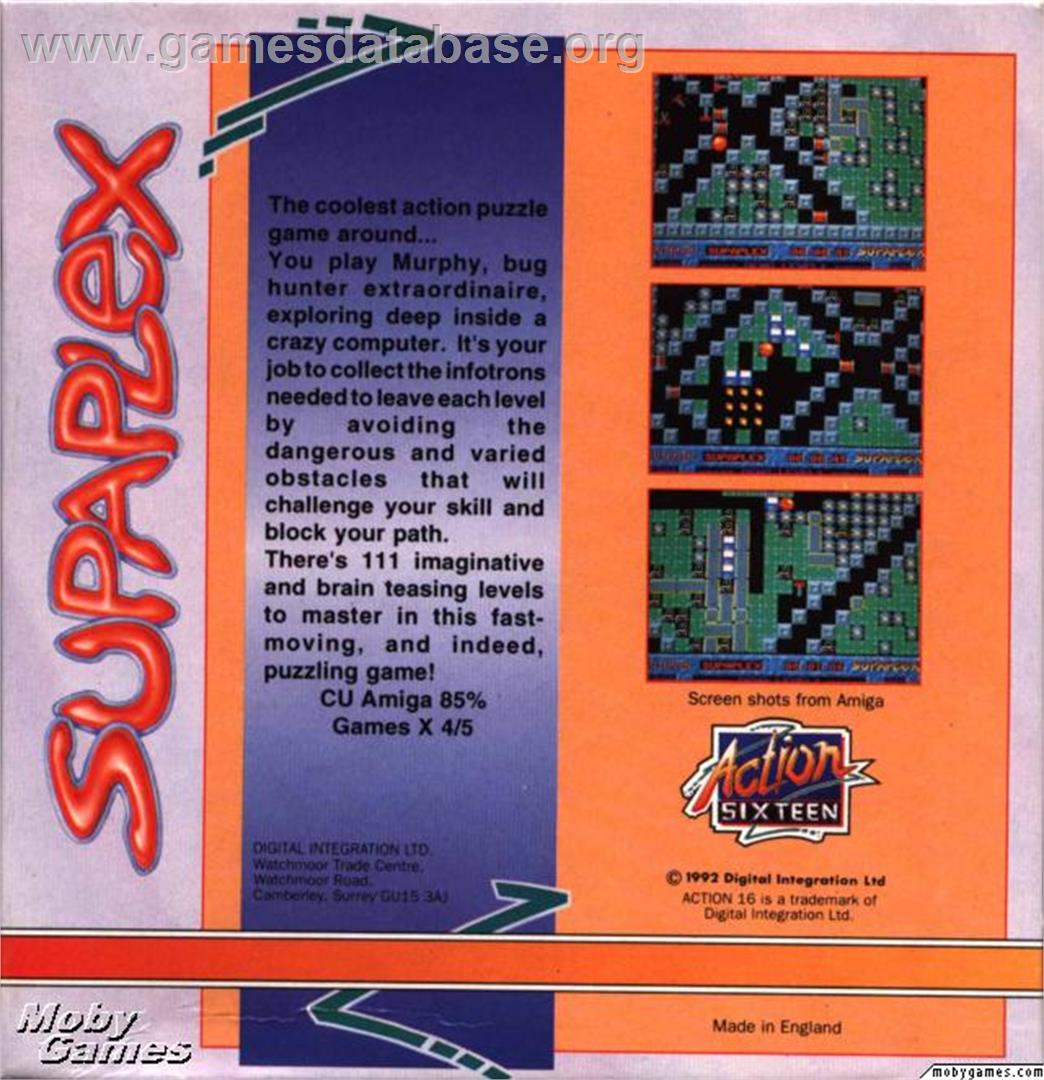 Supaplex - Microsoft DOS - Artwork - Box Back