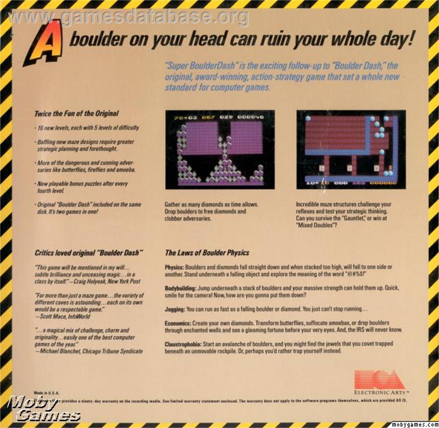 Super Boulder Dash - Microsoft DOS - Artwork - Box Back