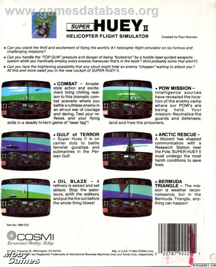 Super Huey II - Microsoft DOS - Artwork - Box Back