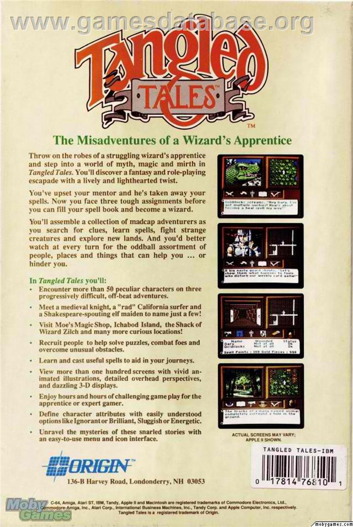Tangled Tales - Microsoft DOS - Artwork - Box Back
