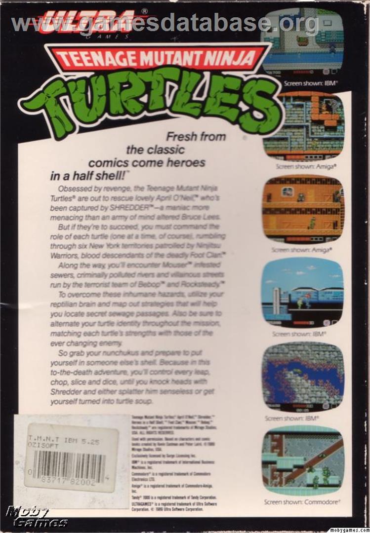 Teenage Mutant Ninja Turtles - Microsoft DOS - Artwork - Box Back