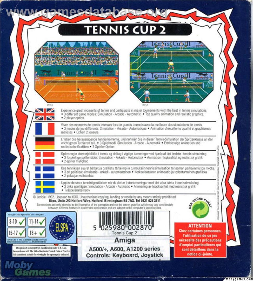 Tennis Cup 2 - Microsoft DOS - Artwork - Box Back