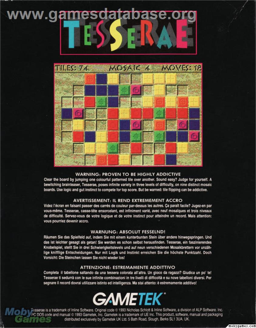 Tesserae - Microsoft DOS - Artwork - Box Back