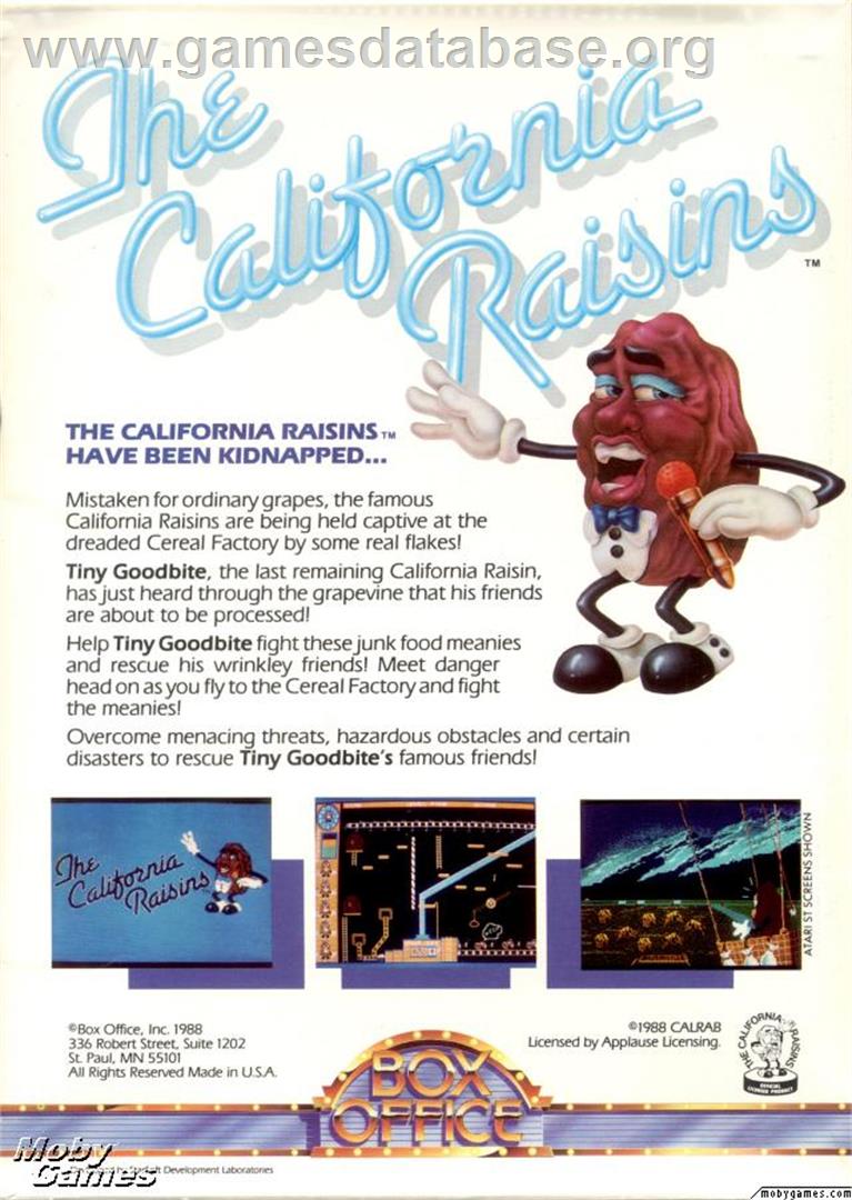 The California Raisins - Microsoft DOS - Artwork - Box Back