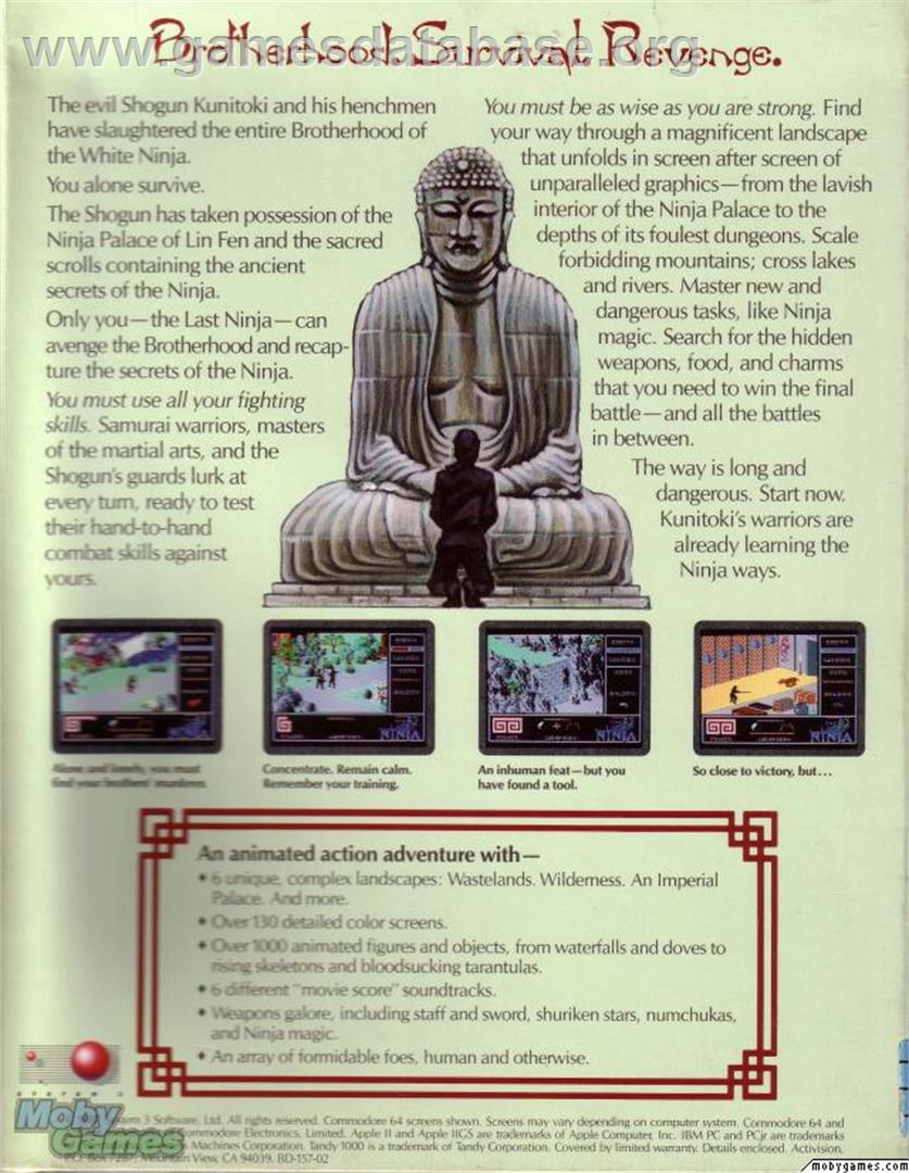 The Last Ninja - Microsoft DOS - Artwork - Box Back