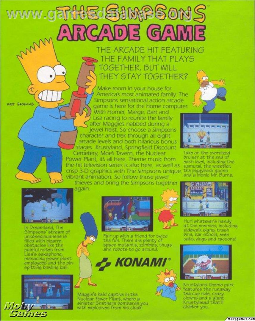 The Simpsons Arcade Game - Microsoft DOS - Artwork - Box Back