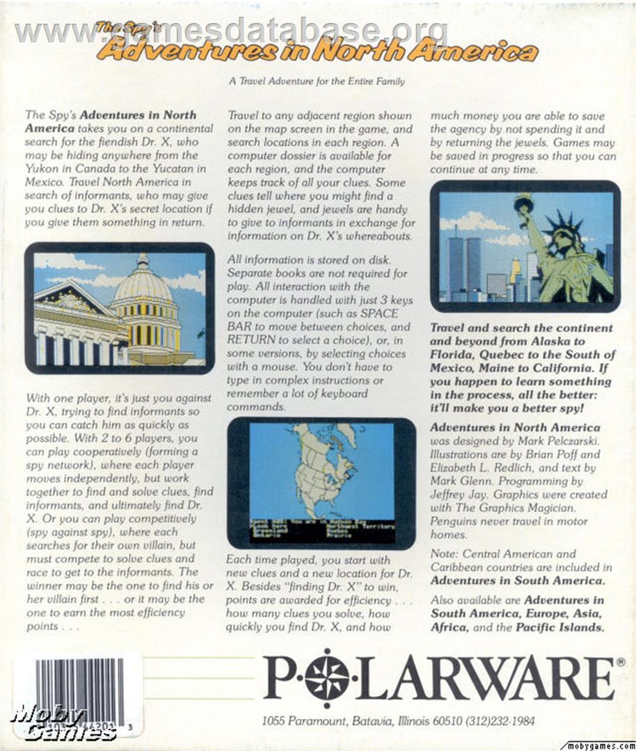 The Spy's Adventures in North America - Microsoft DOS - Artwork - Box Back