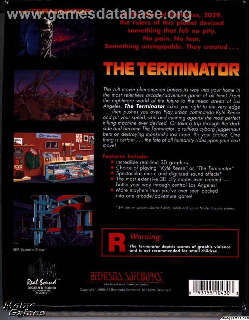 The Terminator - Microsoft DOS - Artwork - Box Back