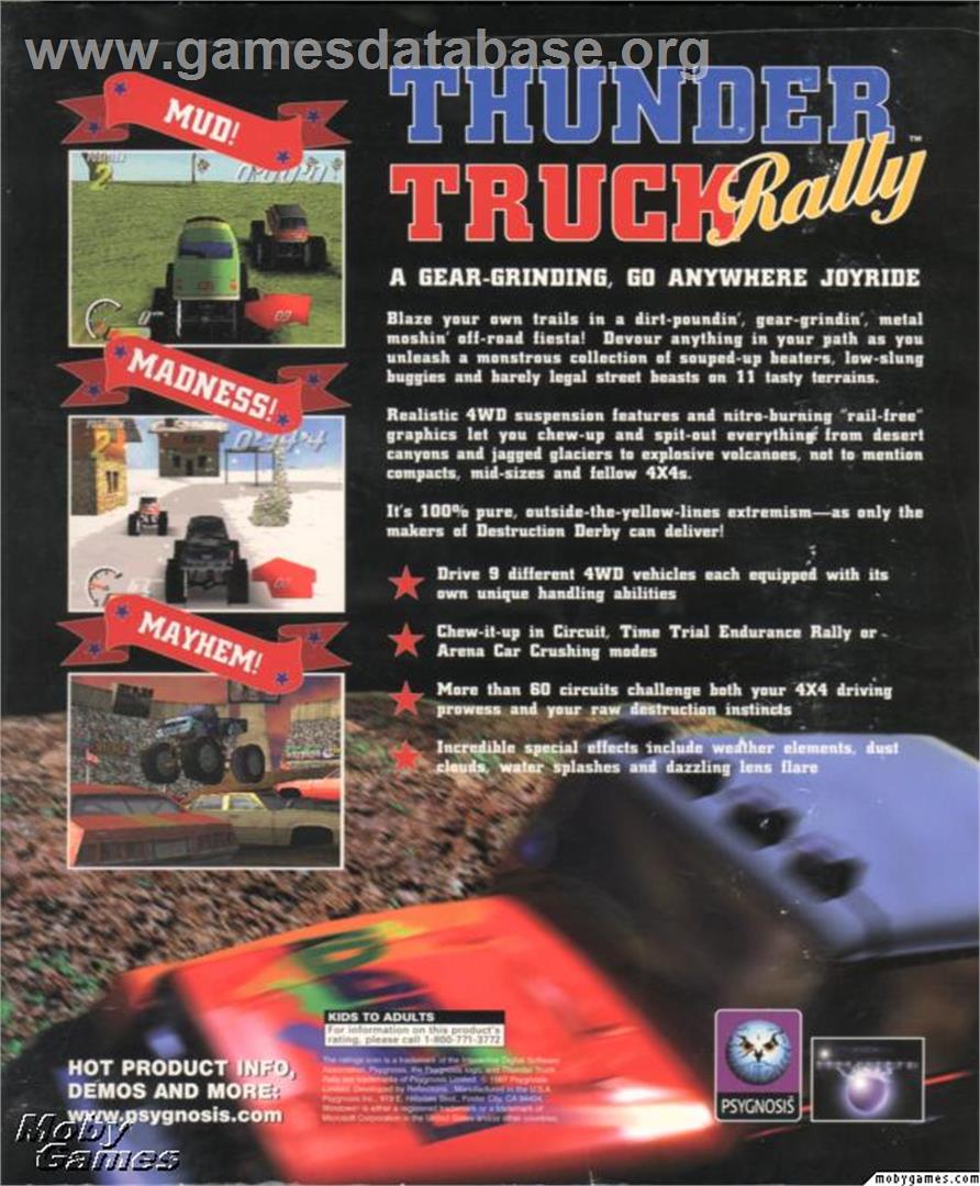 Thunder Truck Rally - Microsoft DOS - Artwork - Box Back