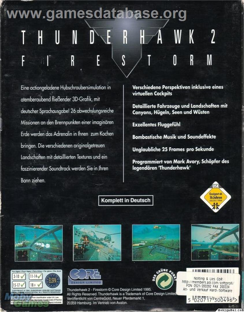 Thunderstrike 2 - Microsoft DOS - Artwork - Box Back