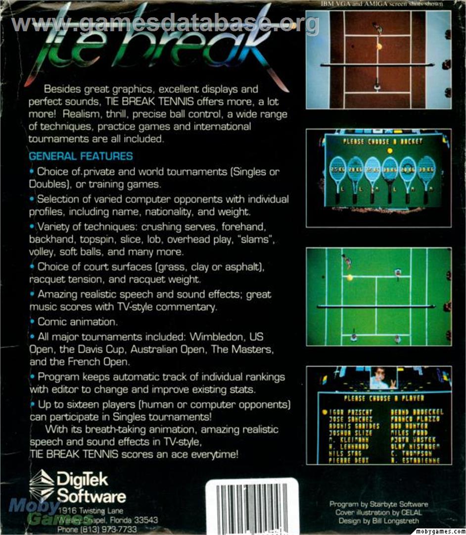 Tie Break - Microsoft DOS - Artwork - Box Back