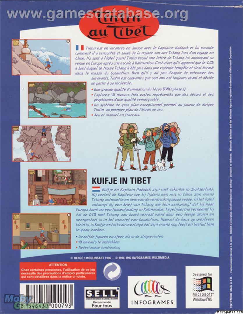 Tintin in Tibet - Microsoft DOS - Artwork - Box Back