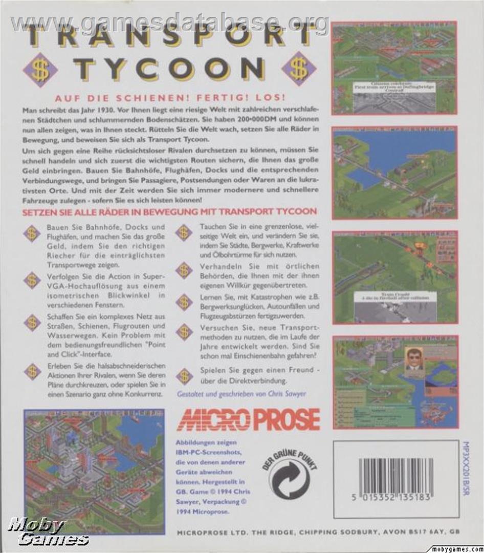 Transport Tycoon - Microsoft DOS - Artwork - Box Back