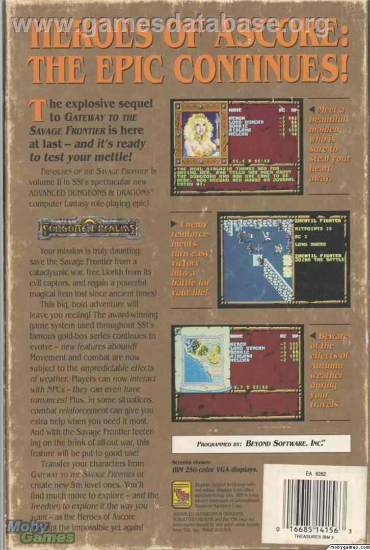 Treasures of the Savage Frontier - Microsoft DOS - Artwork - Box Back