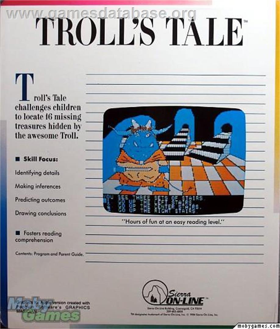 Troll's Tale - Microsoft DOS - Artwork - Box Back