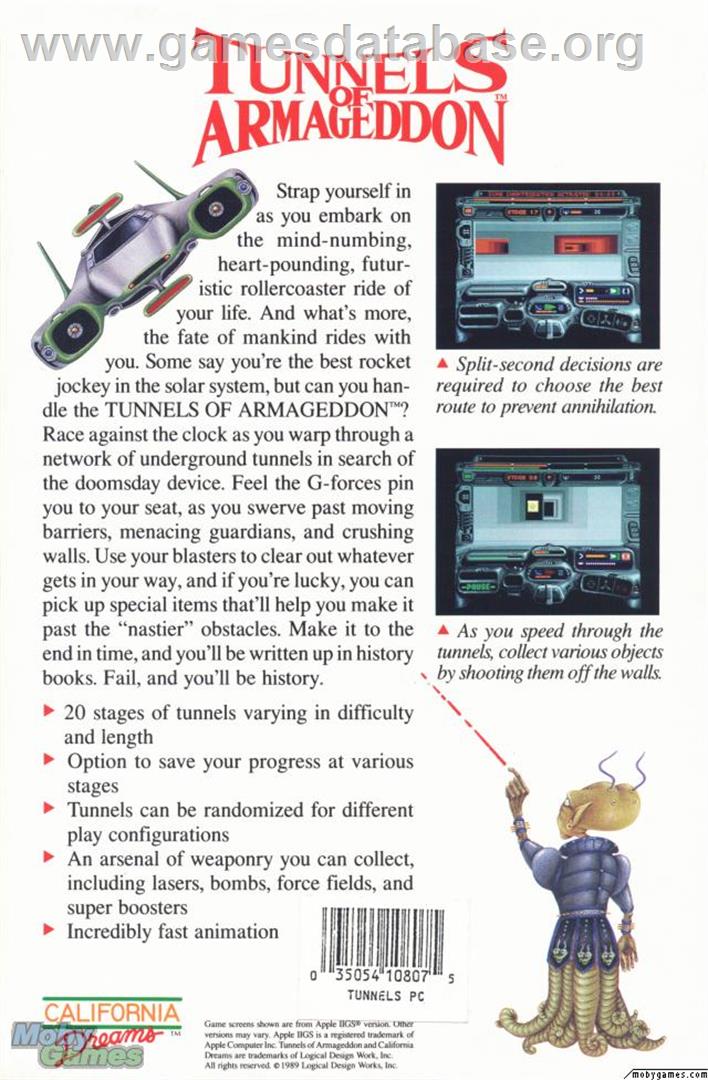 Tunnels of Armageddon - Microsoft DOS - Artwork - Box Back