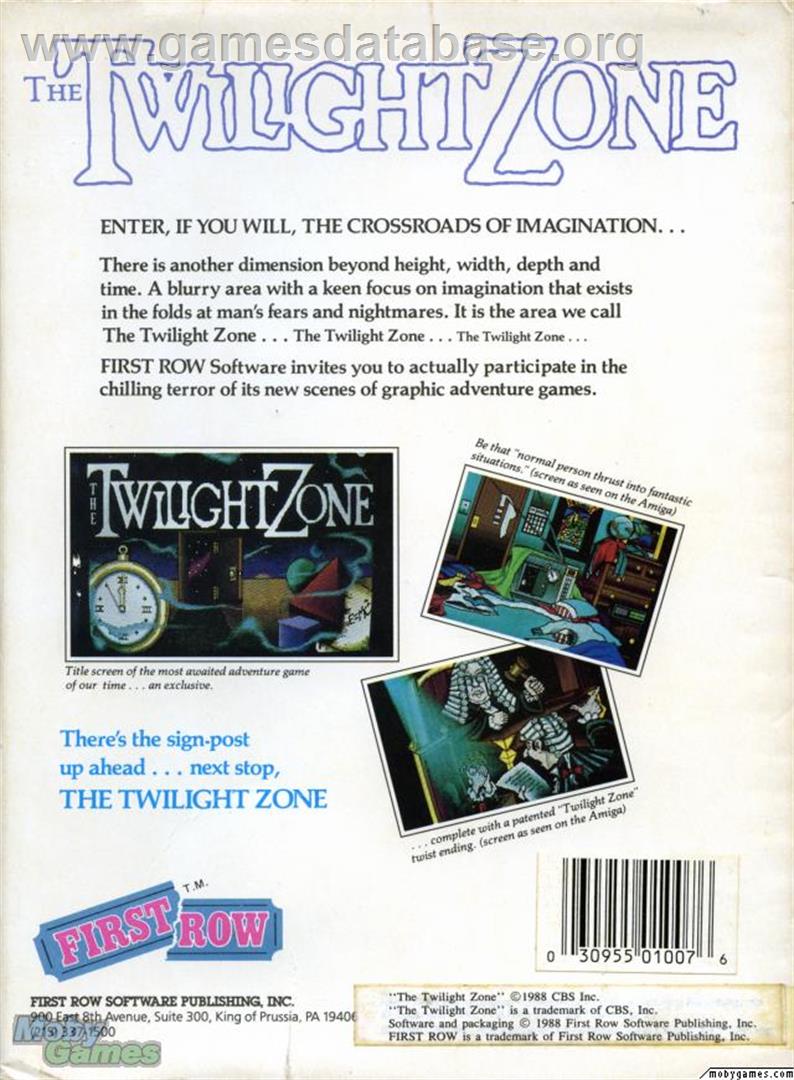 Twilight Zone - Microsoft DOS - Artwork - Box Back