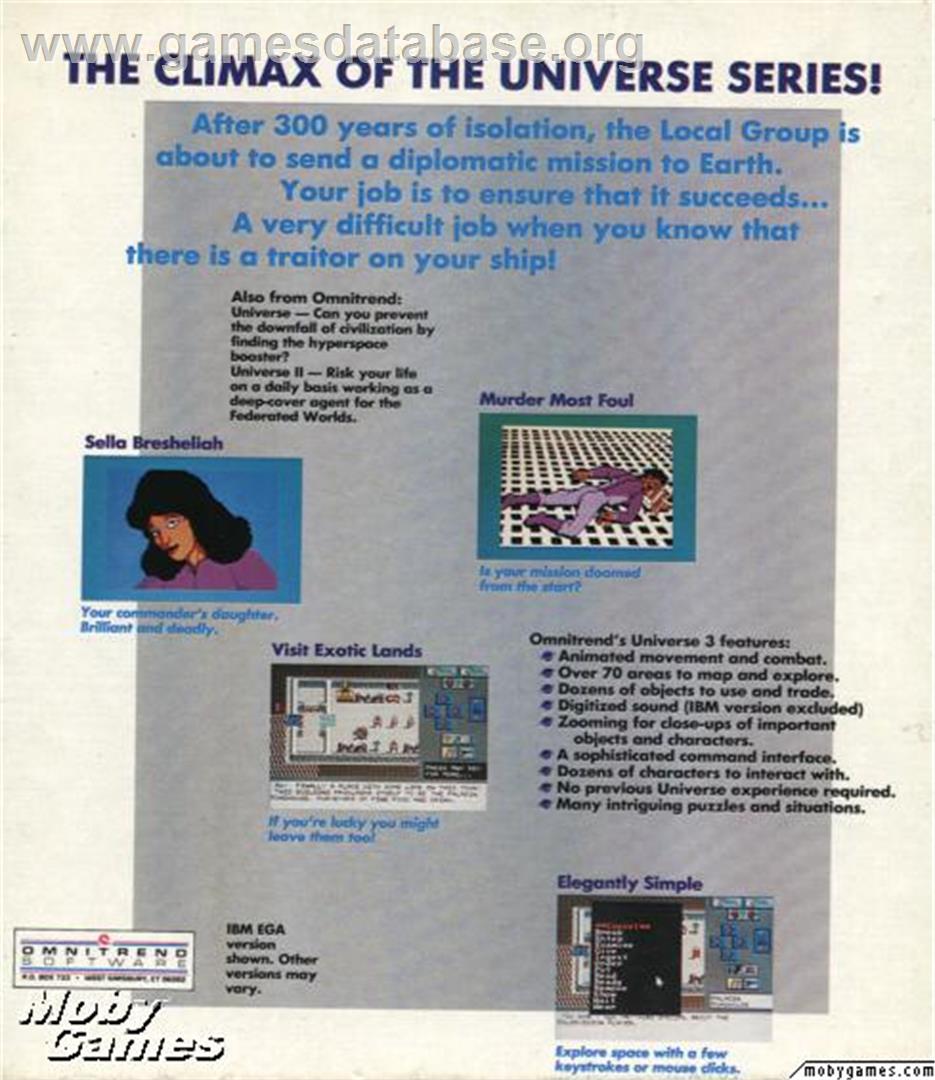 Universe 3 - Microsoft DOS - Artwork - Box Back