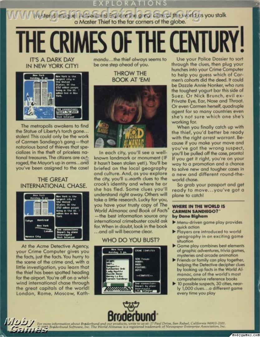 Where in the World is Carmen Sandiego - Microsoft DOS - Artwork - Box Back